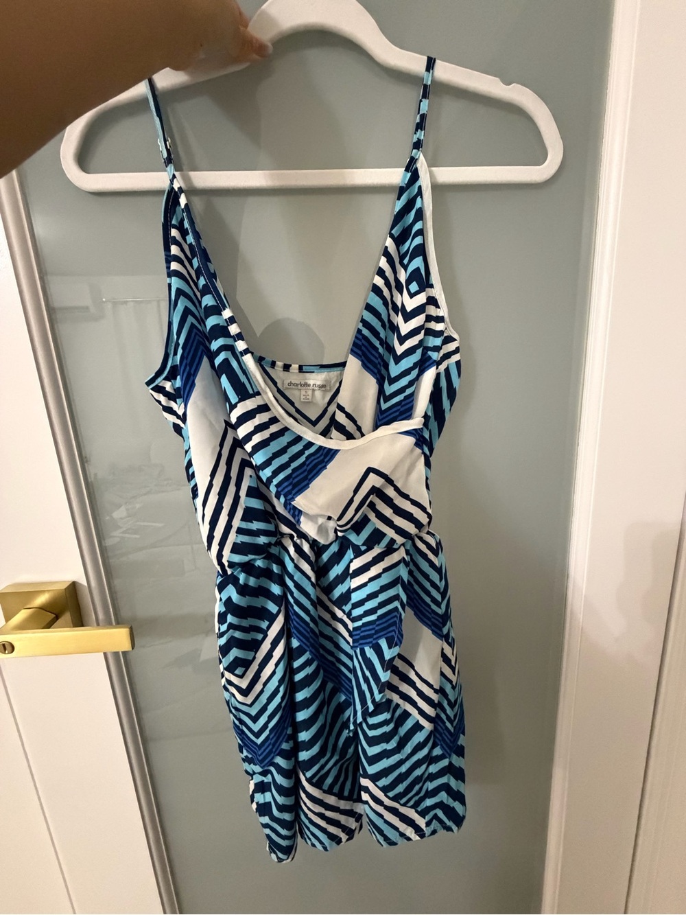 Blue Chevron Print Romper